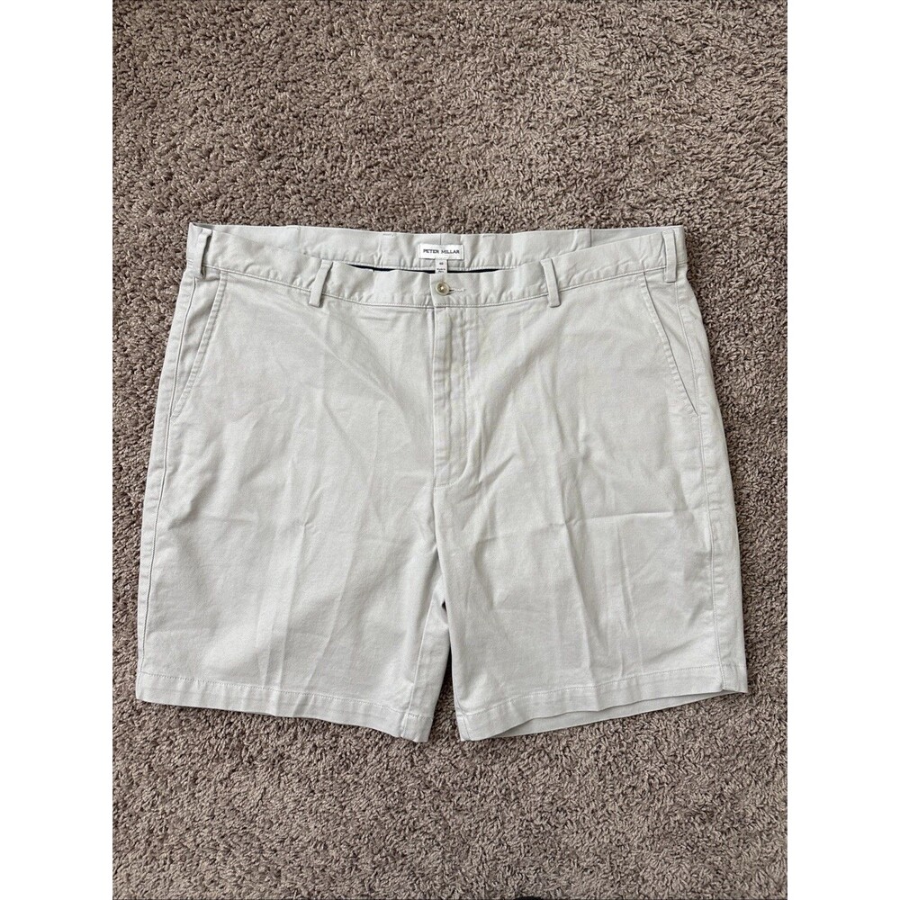 Peter Millar Mens Size 40 Pilot Twill Golf Shorts Light Gray ME0B05 8" Inseam